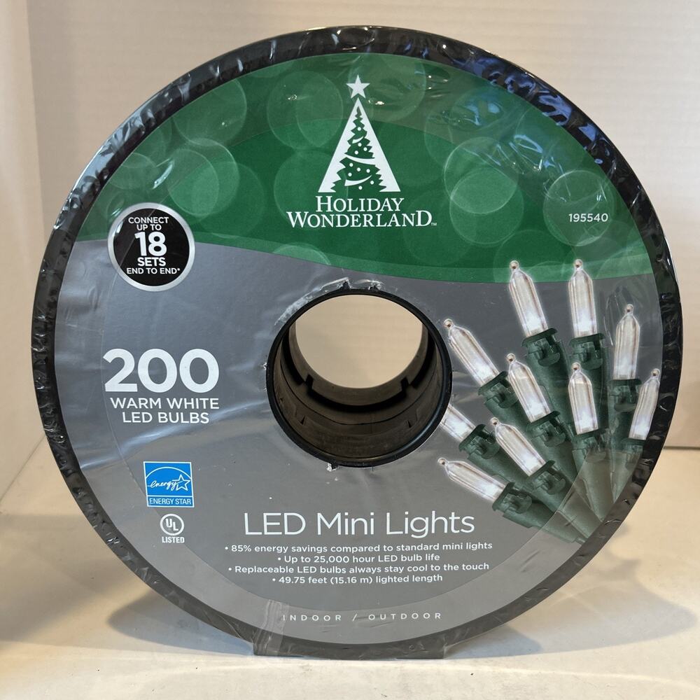 Holiday Wonderland LED Mini Lights - 200 Warm White LED Bulbs - 49.75โ